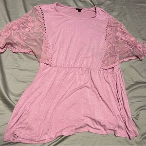 Torrid size 2 Pink Boxy Embellished Blouse Short Sleeve